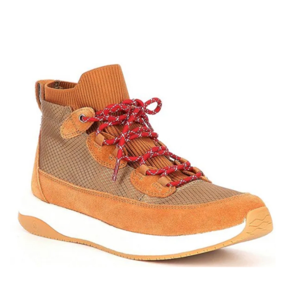 Elias Nurture Slip on Hiking Boot Sneaker Walking Shoes Tan Red White New 8 10